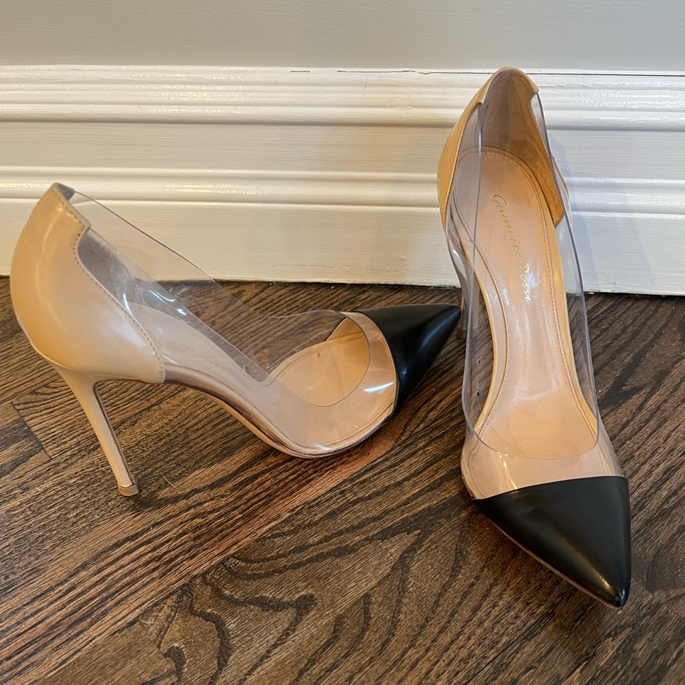GIANVITO ROSSI LEATHER PUMPS 👠 37.5 4” heel tan and black